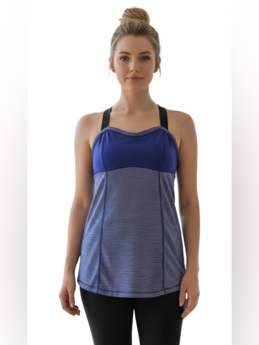 Lululemon Run Catch Me Tank Adj Straps, Color Tonka Stripe Pigment Blue, Size 4